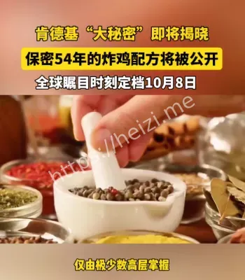 肯德基炸鸡配方公开11种香料秘方揭秘